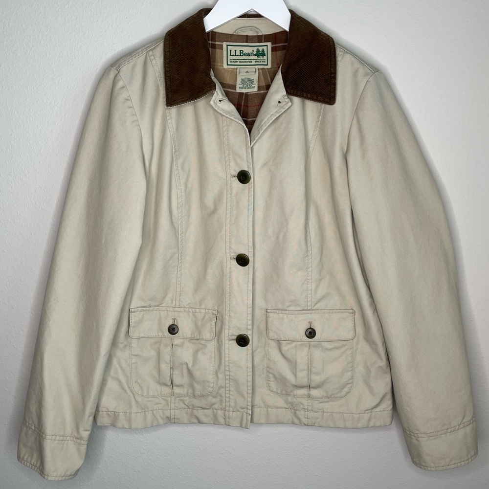 Vintage L.L. Bean barn field chore jacket khaki flannel lined